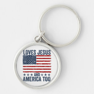 Chaveiro Ama Jesus e América a Deus, cristão 4º de J