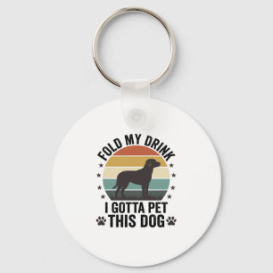 Chaveiro Amante de Cão Engraçado Vintage Dobre Minha Bebida