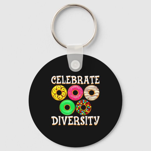 Chaveiro Amante de donut de diversidade engraçada dia de do (Frente)