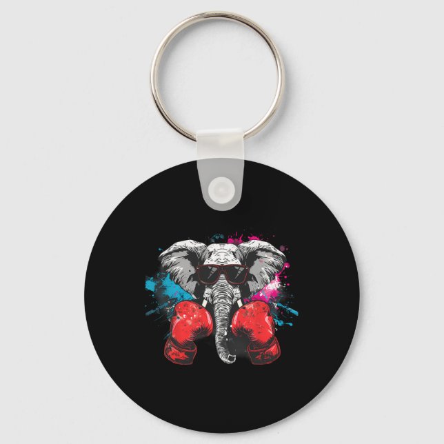 Chaveiro Amante de Elefante de Boxe Luvas de Boxe Kickboxin (Frente)