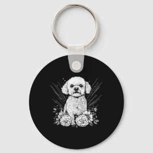 Chaveiro Amante de Estilo de Tatuagem Bichon Frise Retro Ca
