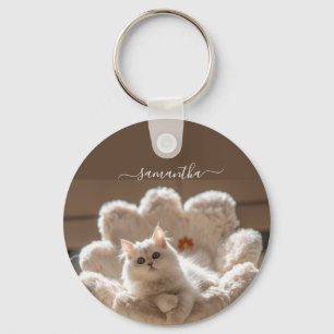 Chaveiro Amante de gato branco majestoso