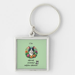 Chaveiro Amante de gatos FeLINE Simplesmente MEOW-VAIDOSO