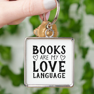 Chaveiro Amante de Livros Dito Divertido Preto e Branco