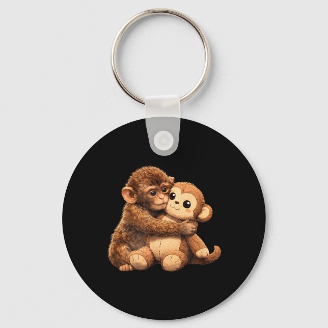 Chaveiro Amante de Macaco Fofo Macaco Bebê Bonito Soco Abra (Frente)