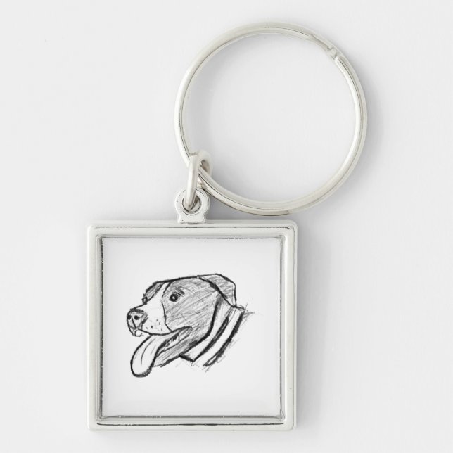 Chaveiro amante de os animais de foto-cão desenhado à mão (Frente)