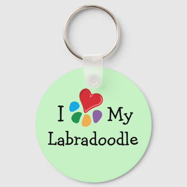 Chaveiro Amante de os animais_I Heart My Labradoodle (Frente)