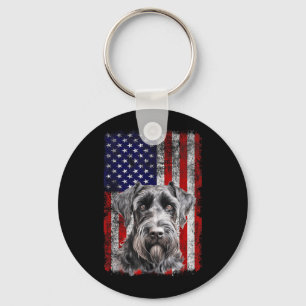 Chaveiro Amante do Cão Schnauzer Bandeira dos EUA 4 de Julh