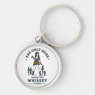 Chaveiro Amante Engraçada de Uísque Cowgirl Ocidental Vinta