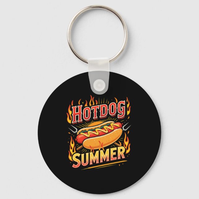 Chaveiro Amantes de Comida de Verão Hotdog (Frente)