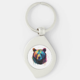 Chaveiro Amantes de Urso Cinzento Pop Art Grande Urso Cinze