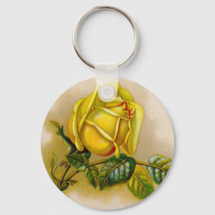 Chaveiro Amarela Rosa Antiga Estampa Vintage Arte Fina
