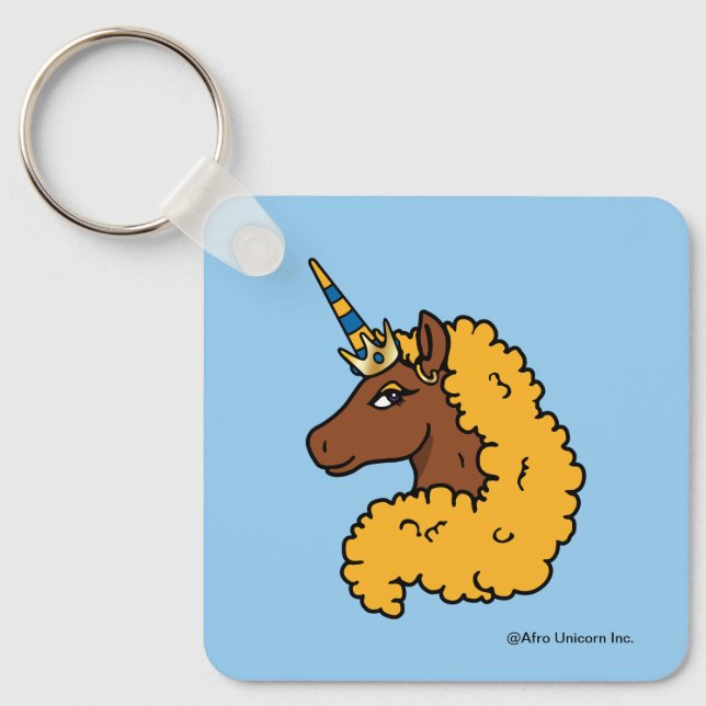 Chaveiro Amarelo Afro Unicorn (Frente)