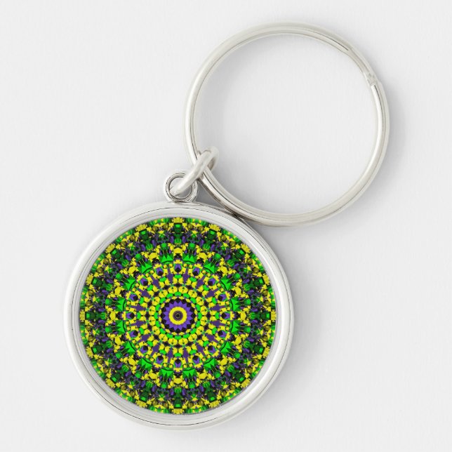 Chaveiro Amarelo, Verde, Mandala Puro (Frente)