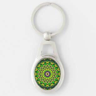 Chaveiro Amarelo, verde, Mandala roxo