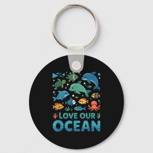 Chaveiro Ame nosso oceano - animais marinhos vida marinha