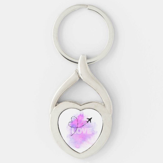 Chaveiro Ame Viagem Airplane Heart Keyring (Frente)