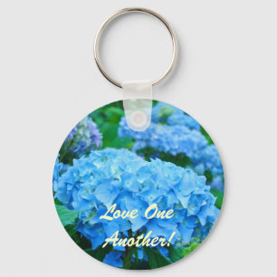 Chaveiro Amem uns aos outros! pulseira de flores Hortênsias