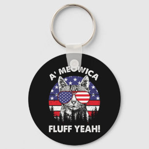 Chaveiro A'meowica Fluff Sim Patriótico Americano 4 De Julh