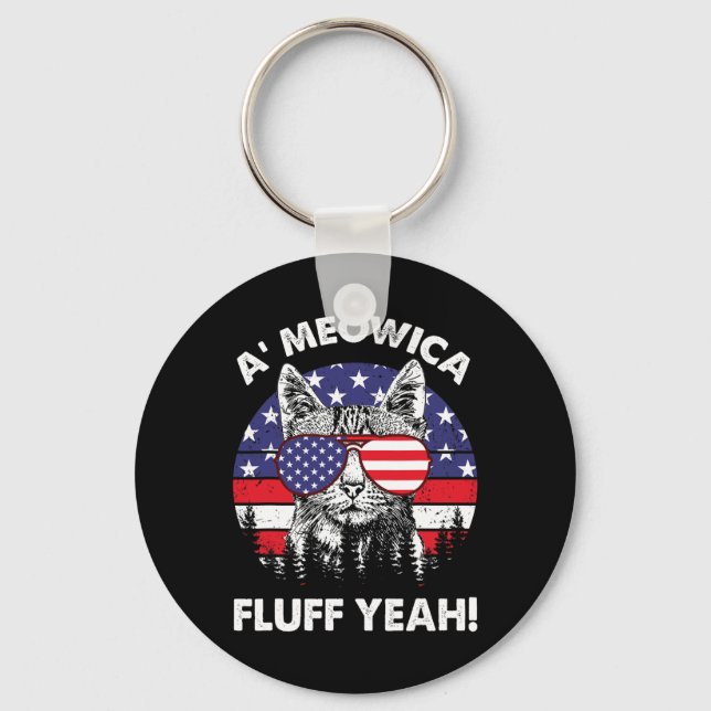 Chaveiro A'meowica Fluff Sim Patriótico Americano 4 De Julh (Frente)