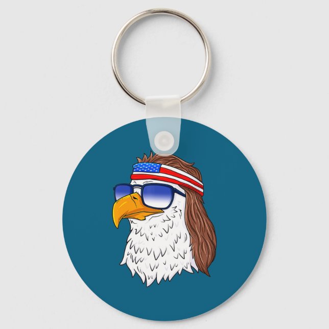 Chaveiro American Bald Eagle Mullet 4th Of July Funny Usa  (Frente)