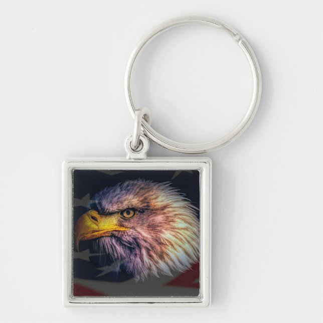 Chaveiro American Bald Eagle With Flag (Frente)