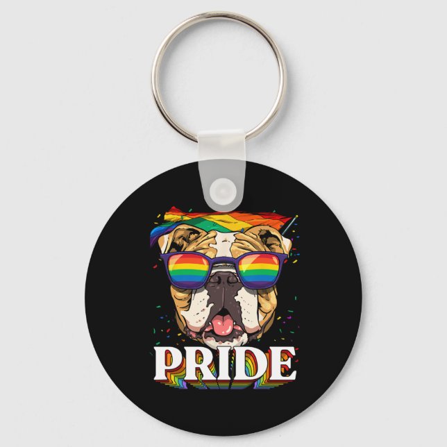 Chaveiro American Bulldog Lgbtq Rainbow Flag Pride Mondo Do (Frente)