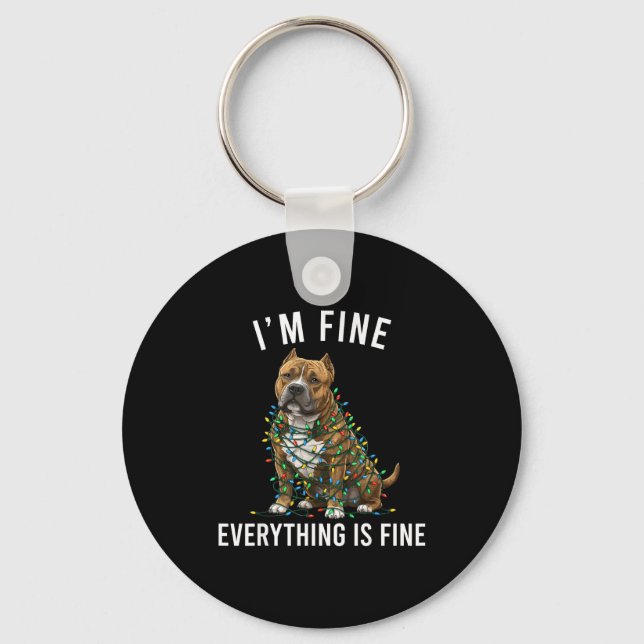 Chaveiro American Bully Christmas I'm Fine Everything Is Fi (Frente)