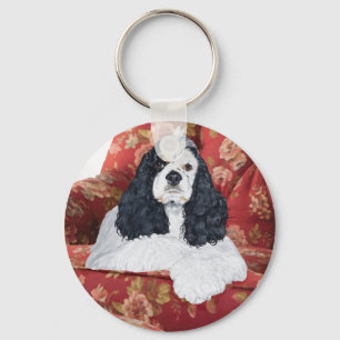Chaveiro American Cocker Spaniel na Cadeira Vermelha