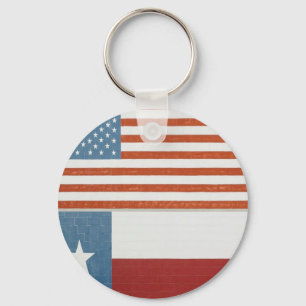 Chaveiro American e Texas Flag EUA Red White e Blue