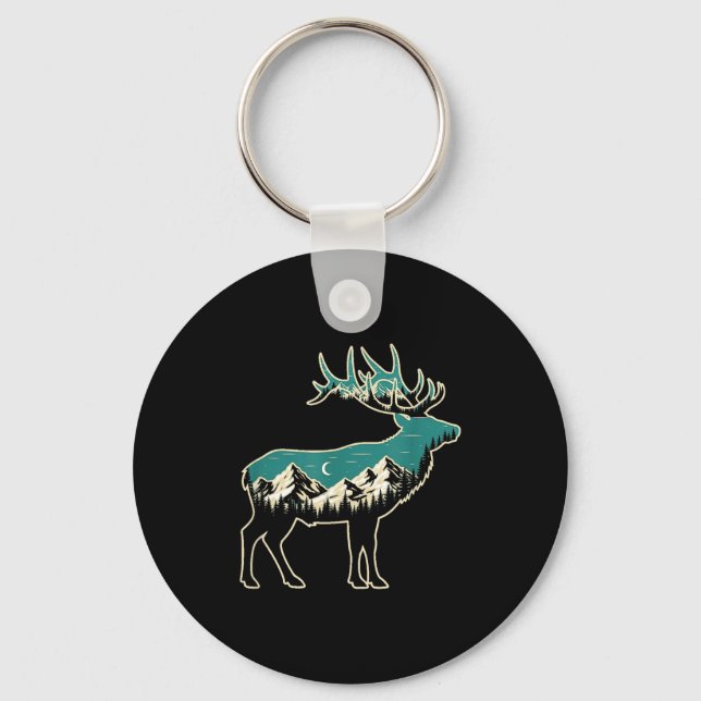 Chaveiro American Elk Lover Dad Retro Hunting  (Frente)