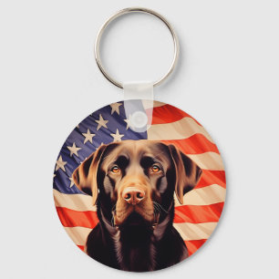 Chaveiro American Flag Chocolate Labrador