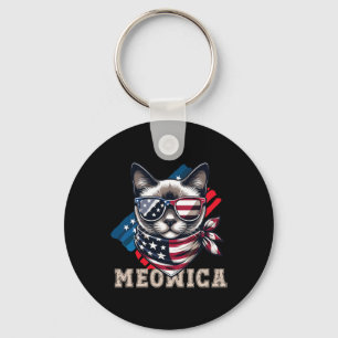 Chaveiro American Flag Engraçado Cat Memória Patriótica Meo
