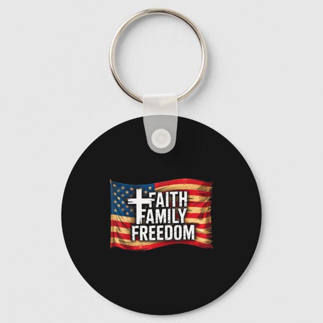 Chaveiro American Flag Faith Family Dom Christian  (Frente)