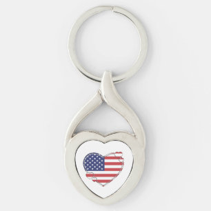 Chaveiro American Flag Heart