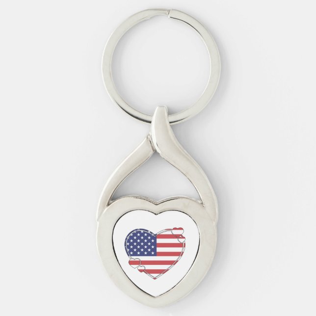 Chaveiro American Flag Heart (Frente)