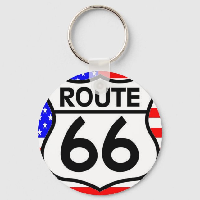 Chaveiro American Flag Route 66 Shield Stars & Stripes (Frente)