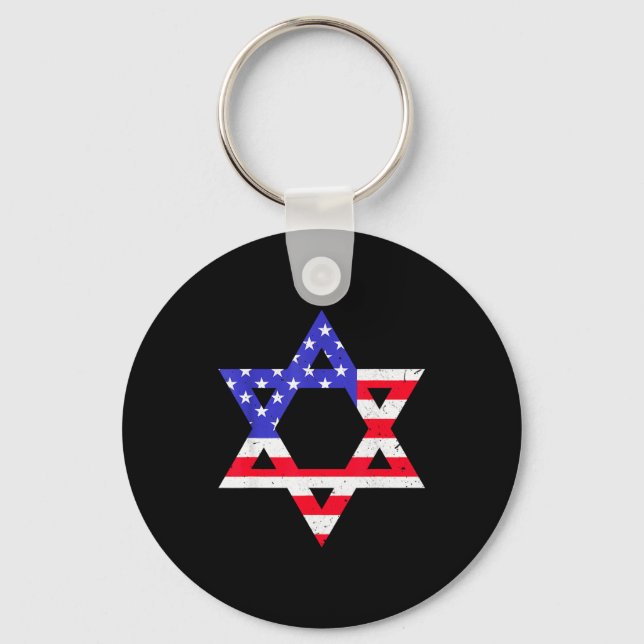 Chaveiro American Flag Star Of David Jewish Hanukkah T Shir (Frente)
