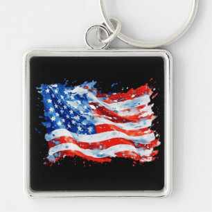 Chaveiro American Flag USA Watercolor 4 de julho