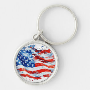 Chaveiro American Flag USA Watercolor 4 de julho