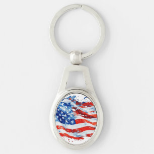 Chaveiro American Flag USA Watercolor 4 de julho