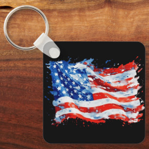 Chaveiro American Flag USA Watercolor 4 de julho