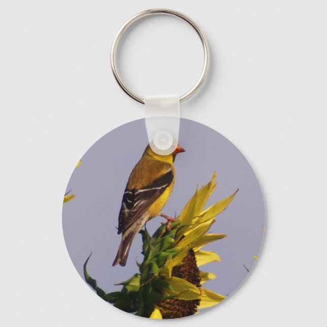 Chaveiro American Goldfinch sobre Sunflower (Frente)