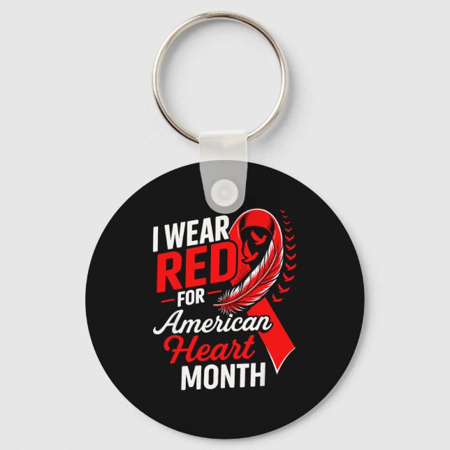 Chaveiro American Heart Disease Awareness Month Ribbon Red  (Frente)