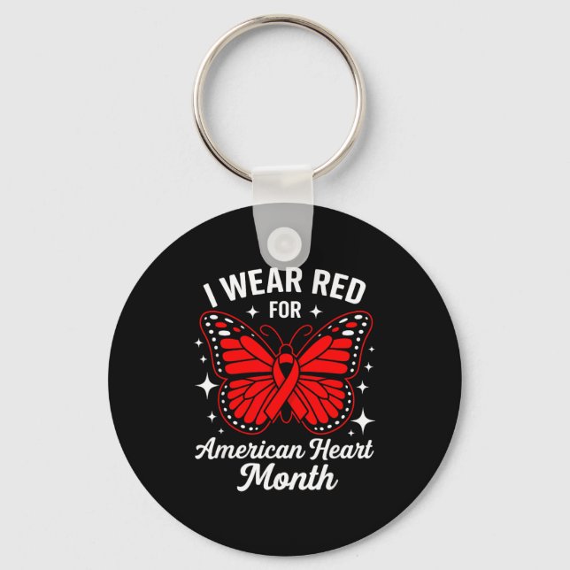 Chaveiro American Heart Disease Awareness Month Ribbon Red  (Frente)