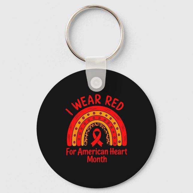 Chaveiro American Heart Disease Awareness Month Ribbon Red  (Frente)