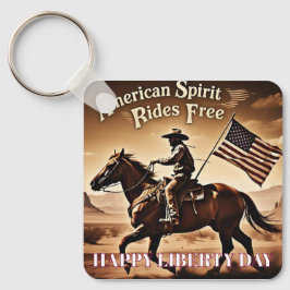 Chaveiro "American Spirit Rides Free" - Bandeira do Cowboy