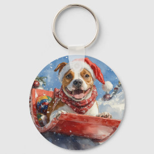 Chaveiro American Staffordshire no Natal de Trenó