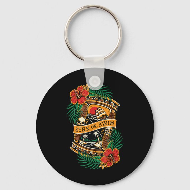 Chaveiro American Traditional Tattoo Old School Flash Skull (Frente)