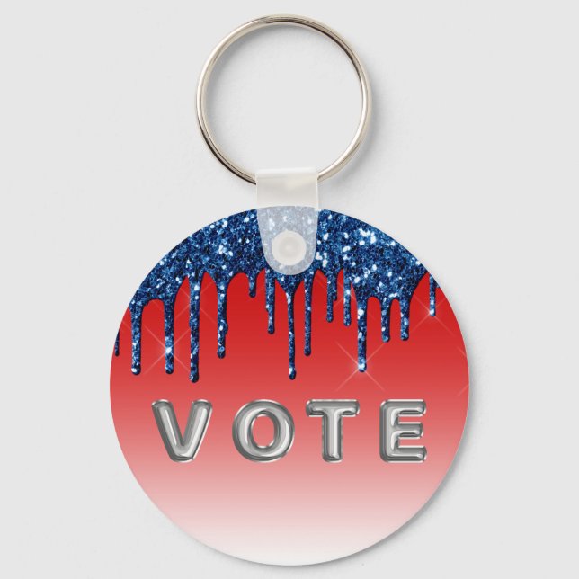 Chaveiro Americana Red Blue Glitter Drip Vote (Verso)